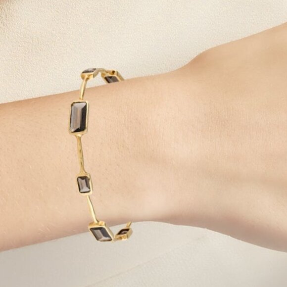 IPPOLITA 18K 750 YELLOW GOLD SMOKY QUARTZ GELATO 8-STONE BANGLE BRACELET - Picture 10 of 10